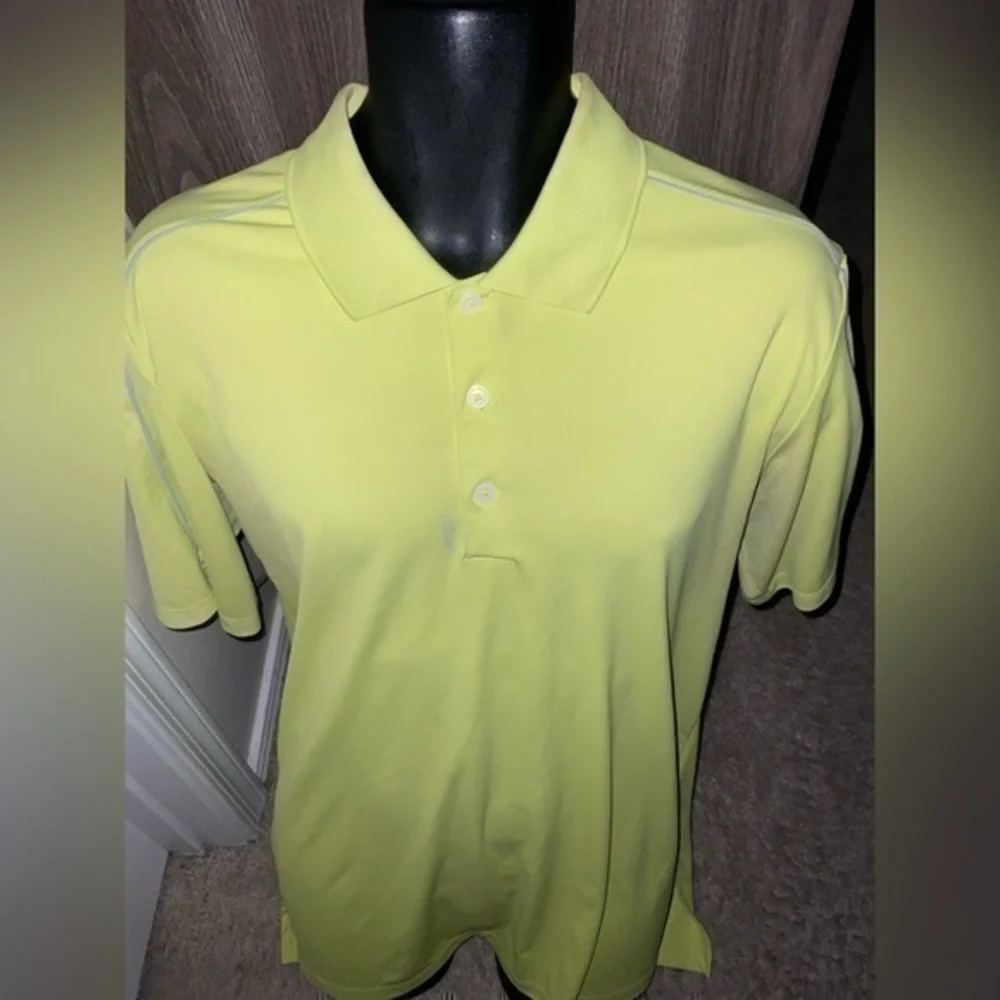 Men’s used adidas size L large golf volt green polo shirt adizero